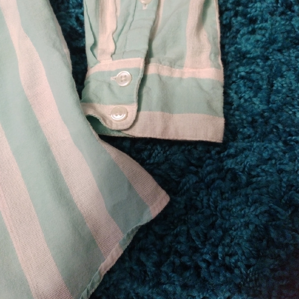 Green and White Longed Sleeve Button Down - Picture 5 of 8